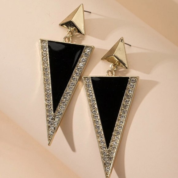 Double Triangle Decor Drop Earrings - Picture 2 of 3